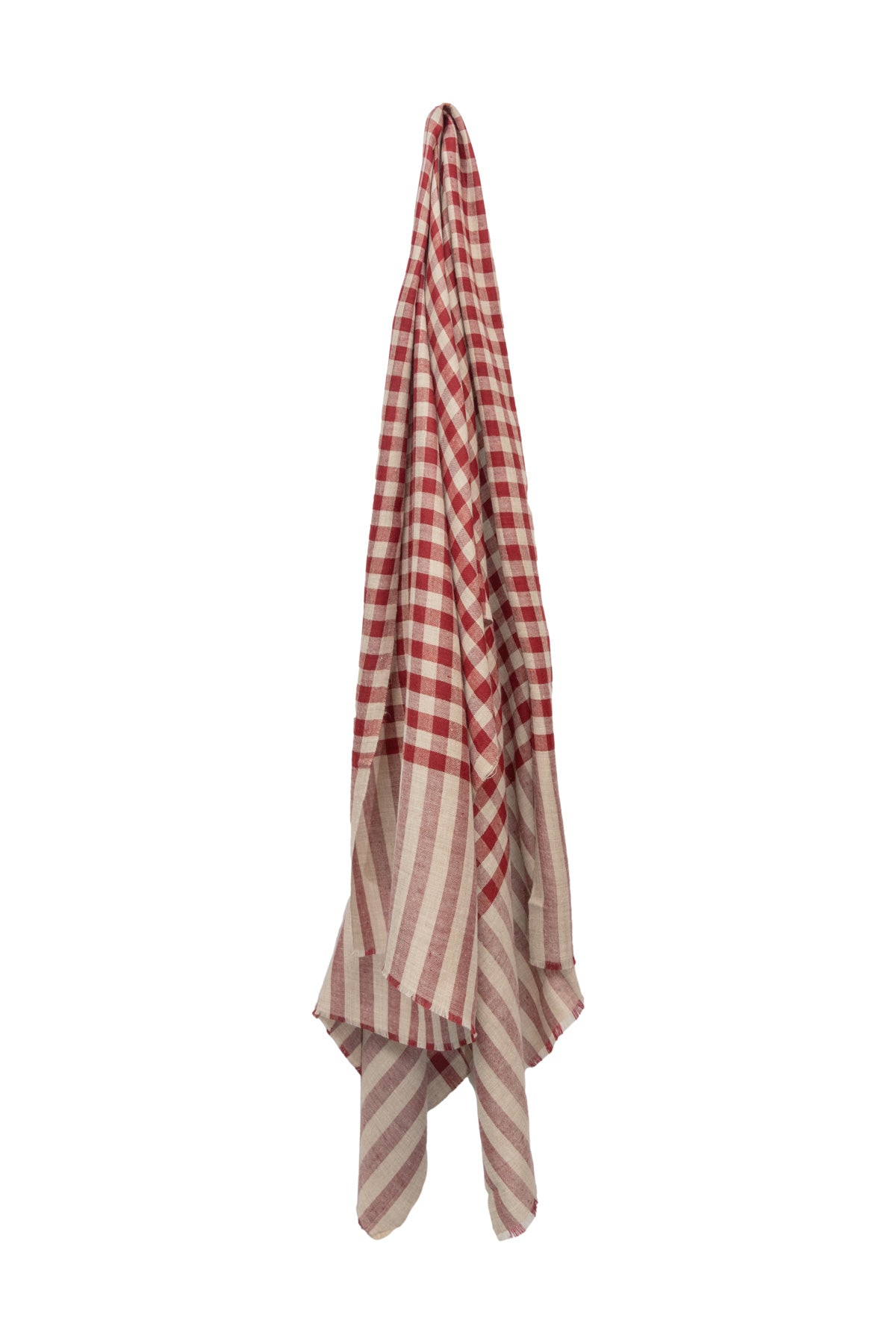 Pashmina Shawl - Burgundy & Natural Gingham