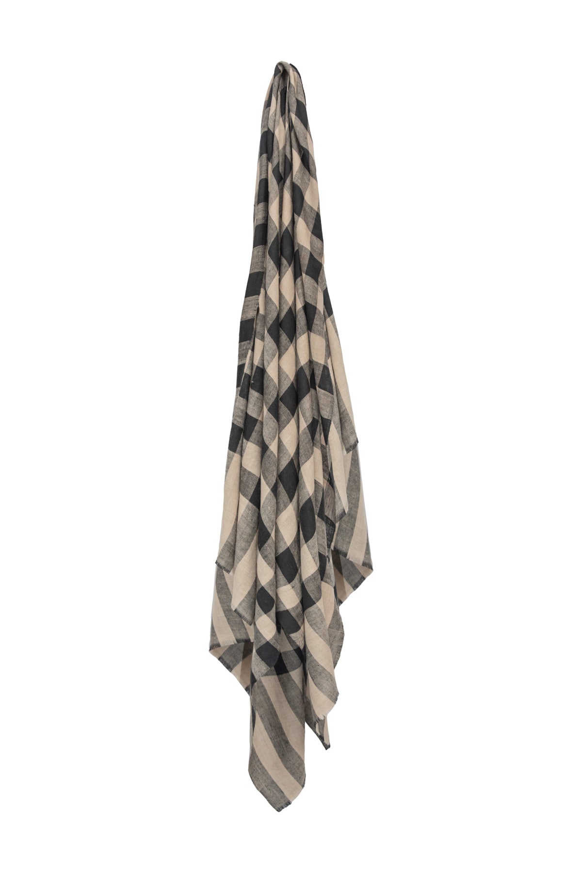Pashmina Shawl - Black & Natural Gingham