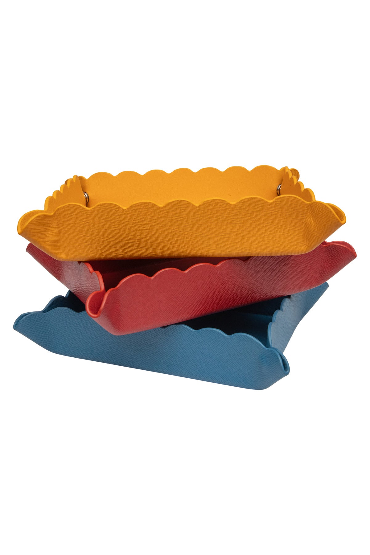 Small Scallop Leather Tray - Sunflower Yellow
