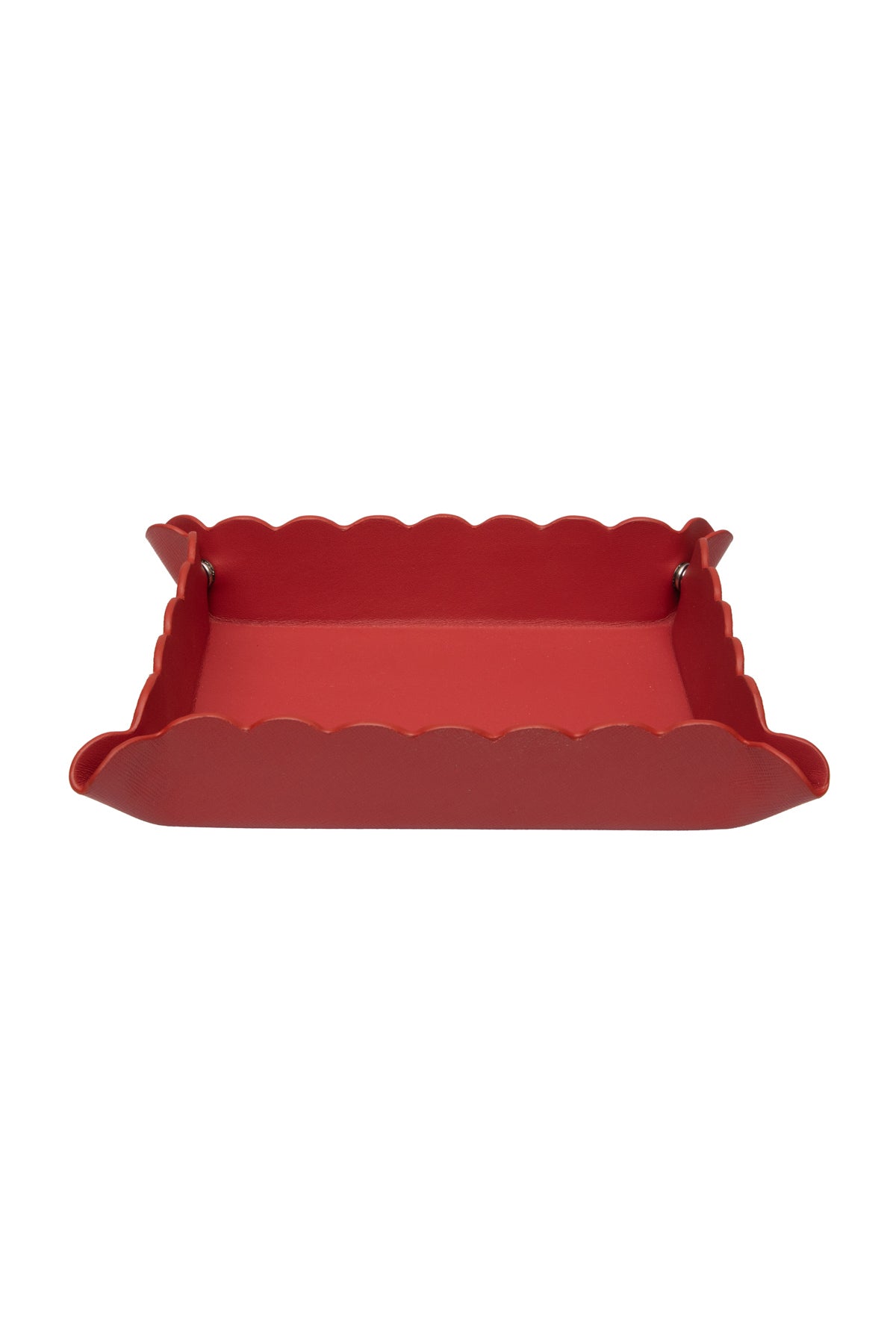 Small Scallop Leather Tray - Red