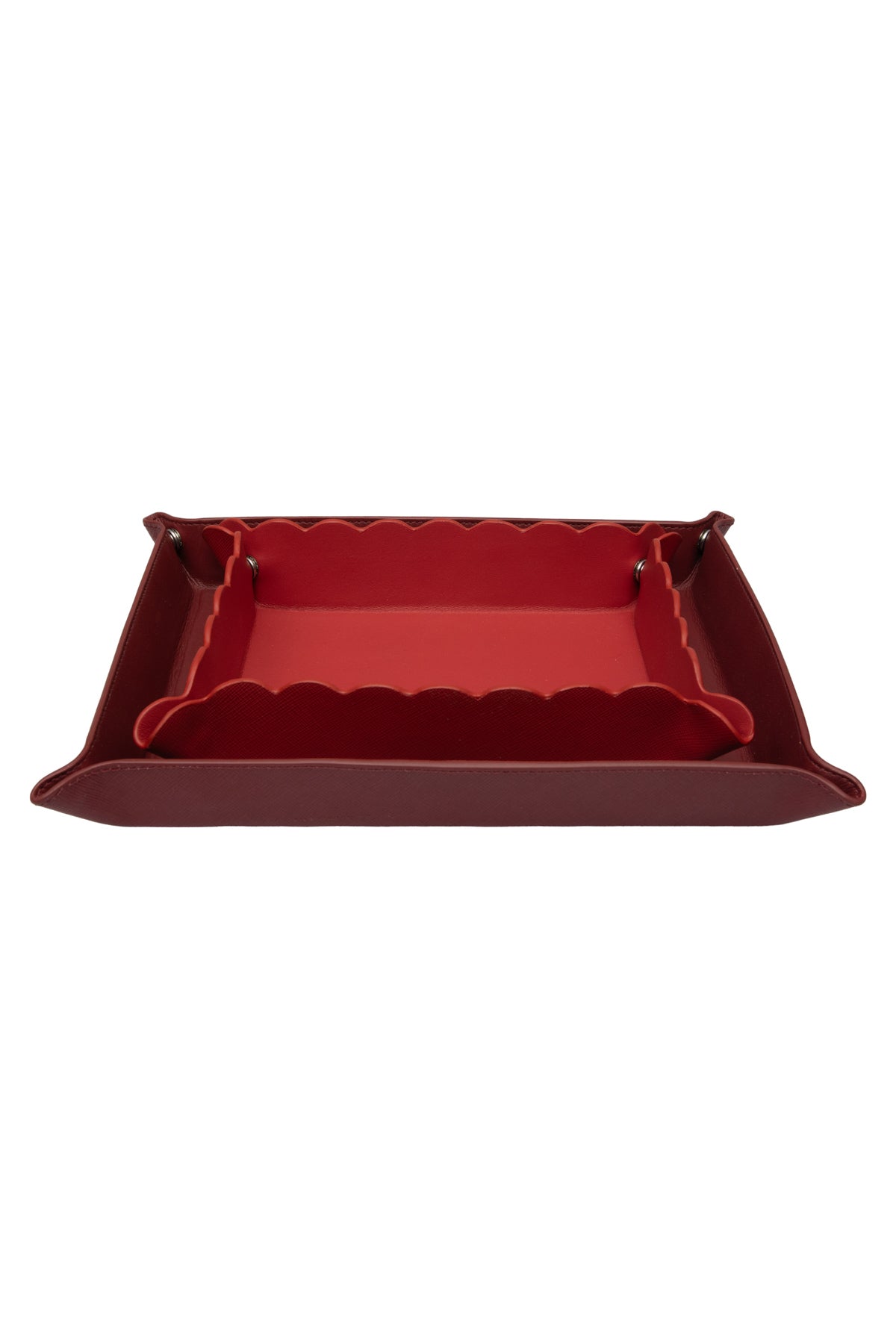 Small Scallop Leather Tray - Red