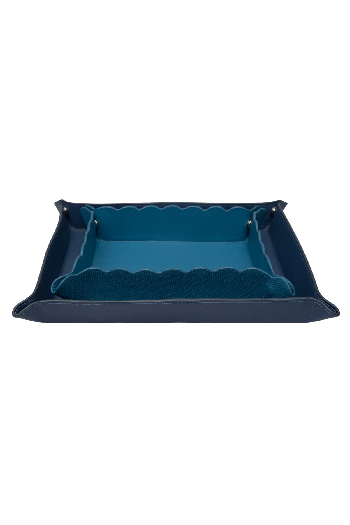 Small Scallop Leather Tray - Jeans Blue
