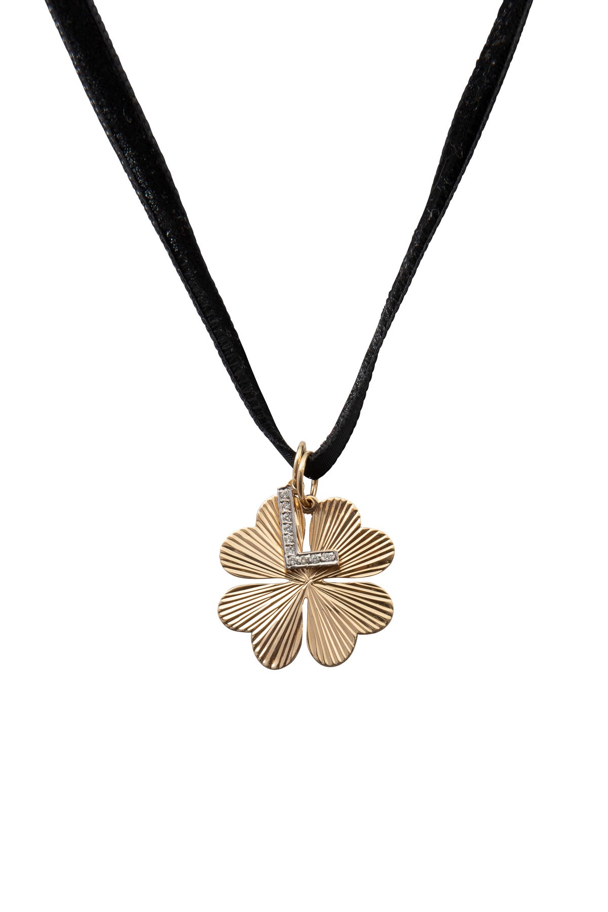 Gold Edged MC Clover Sunburst Necklace - 1 Inch