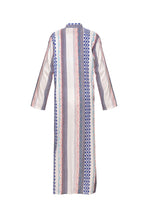 Load image into Gallery viewer, Women&#39;s Moroccan Abaya Kaftan - Madras White, Blue &amp; Red