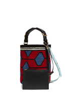 Load image into Gallery viewer, Woven Hexagon Midi Bag - Black &amp; Red