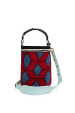Load image into Gallery viewer, Woven Hexagon Midi Bag - Black &amp; Red