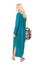 Load image into Gallery viewer, Women&#39;s Moroccan Abaya Kaftan - Eventail Green &amp; Blue