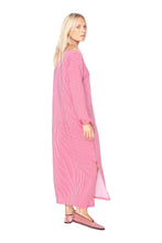 Load image into Gallery viewer, Women&#39;s Moroccan Abaya Kaftan - Fine Red &amp; White Stripes