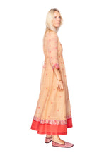 Load image into Gallery viewer, Longfrill  Cotton Dress - Nude &amp; Red