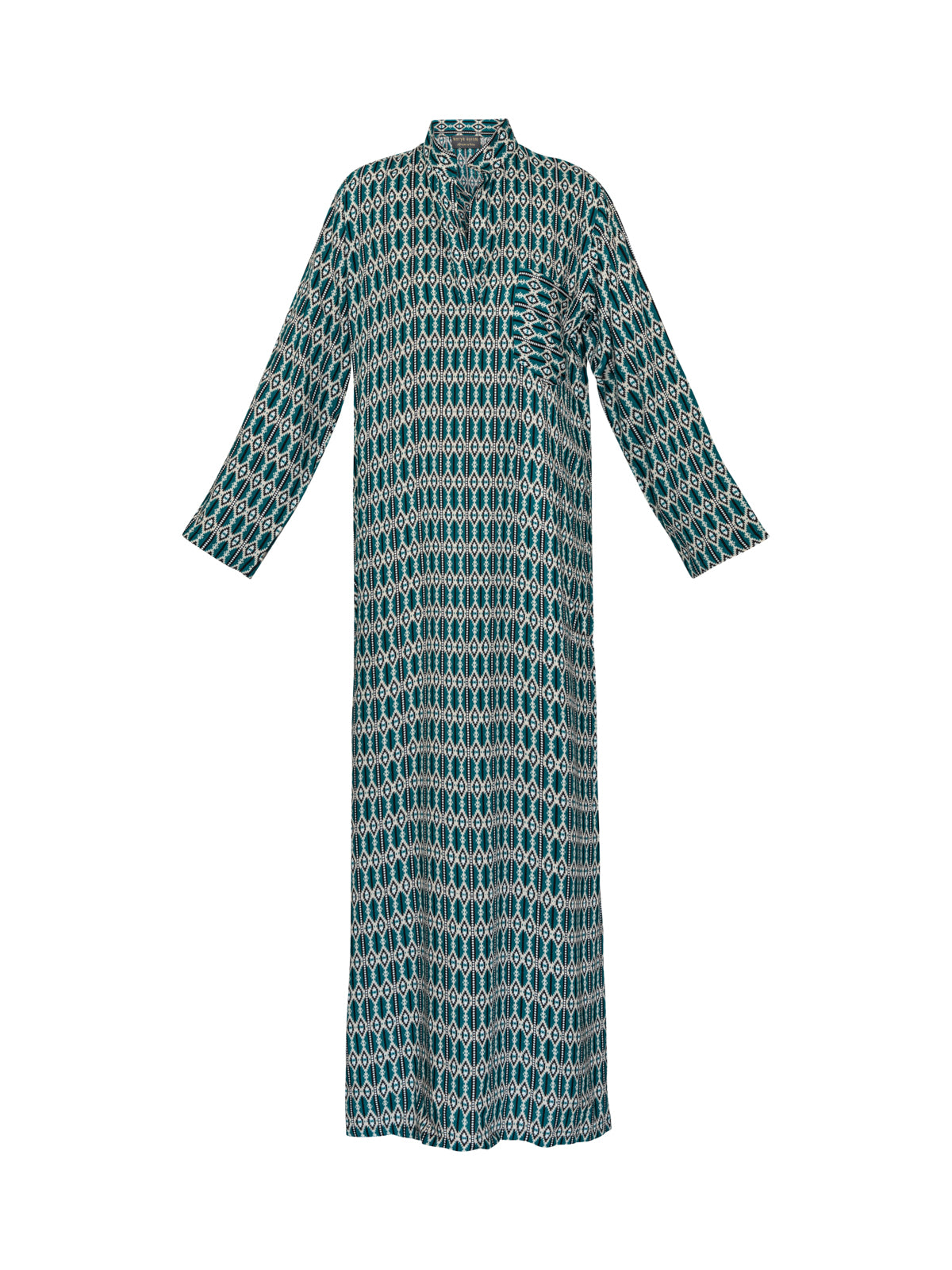 Women's Moroccan Abaya Kaftan - Green Ikat