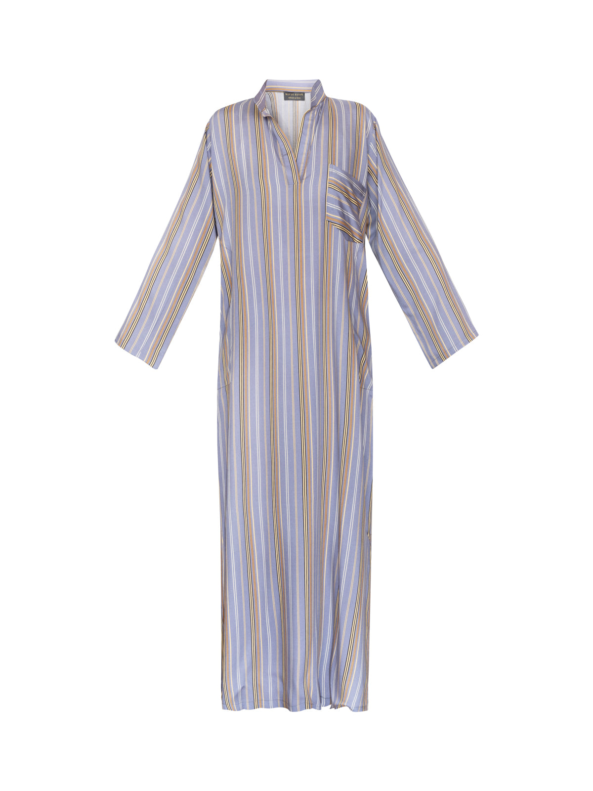 Women's Moroccan Abaya Kaftan - Blue Beige Stripe