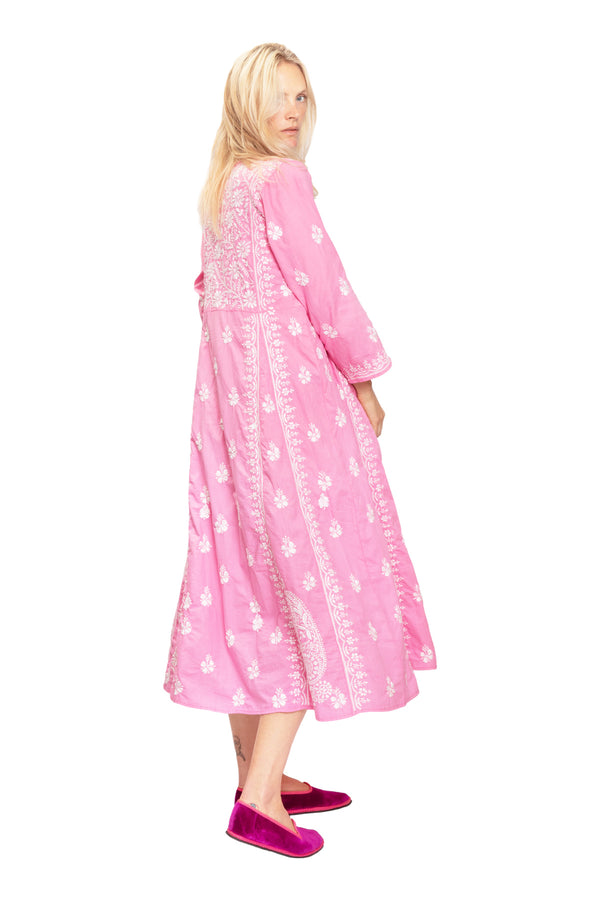 Cotton Embroidered Dress - Soft Pink