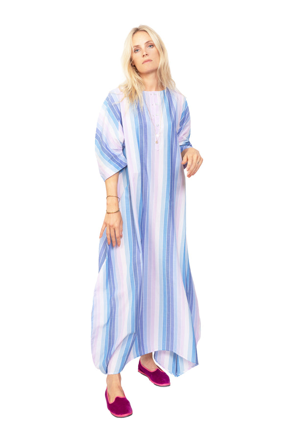 Lita Cotton Striped Kaftan - Pink, Purple & Blue