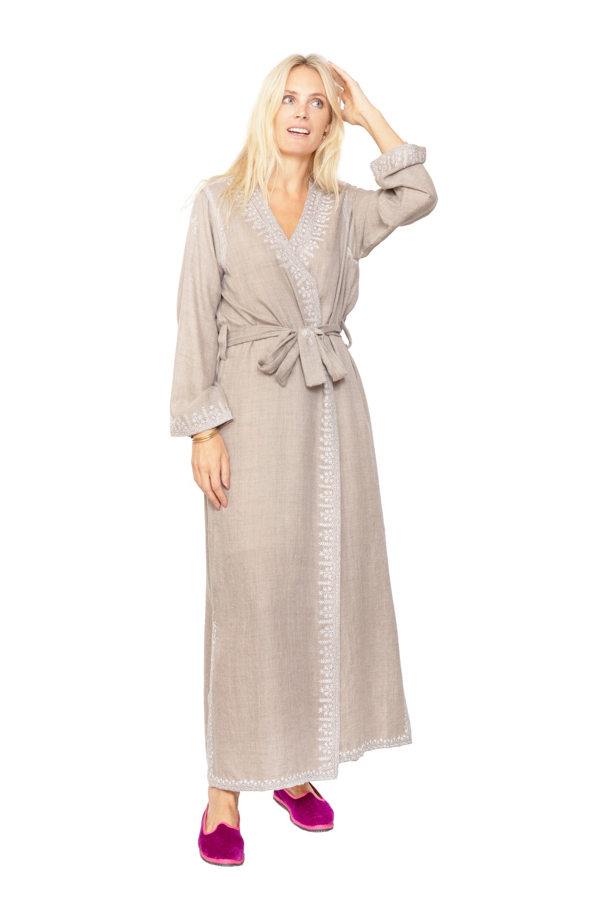 Hand Embroidered Cashmere Dressing Gown
