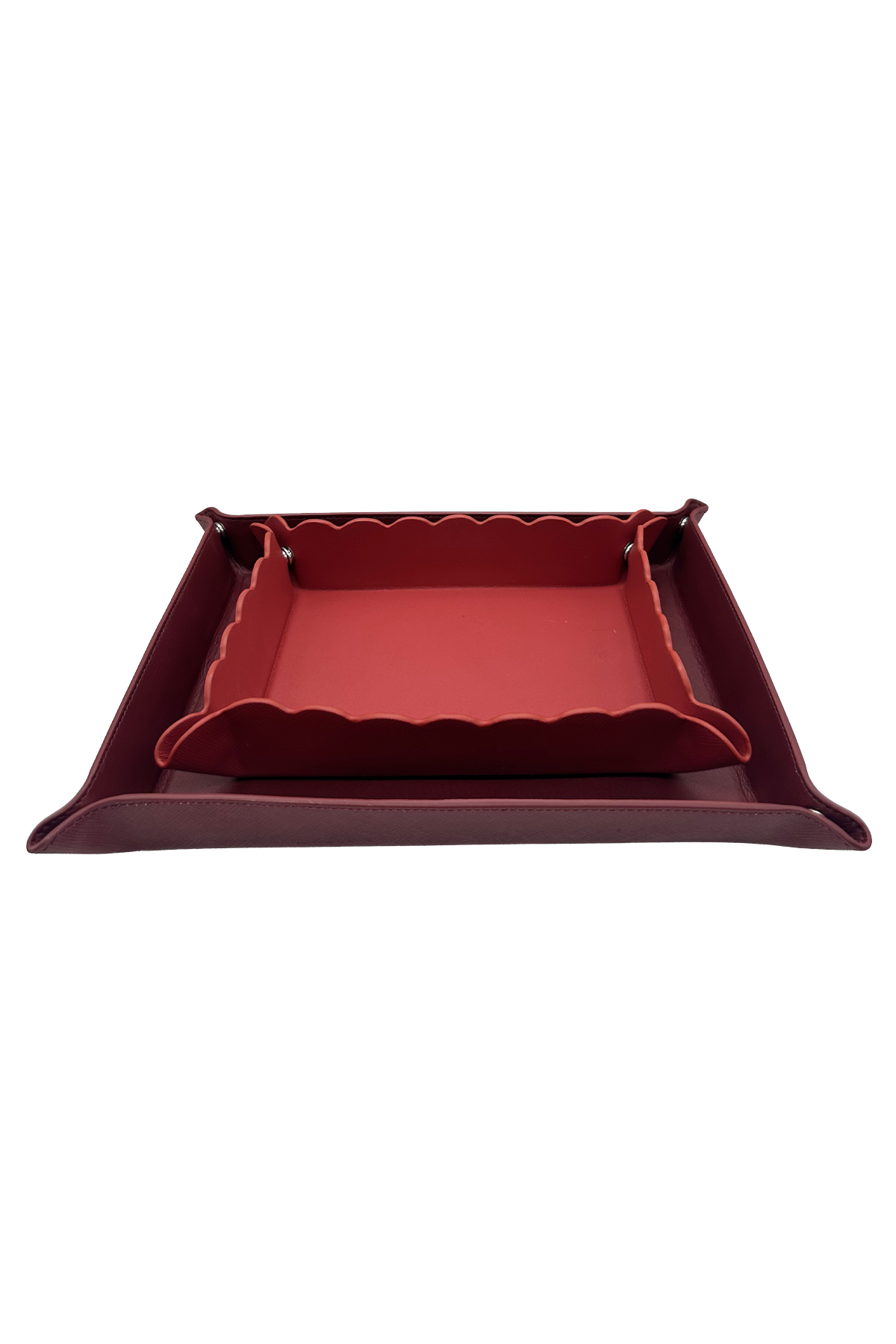 Large Leather Tray - Dark Red