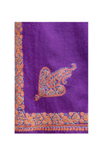Load image into Gallery viewer, Border Embroidered Cashmere Shawl - Bright Purple