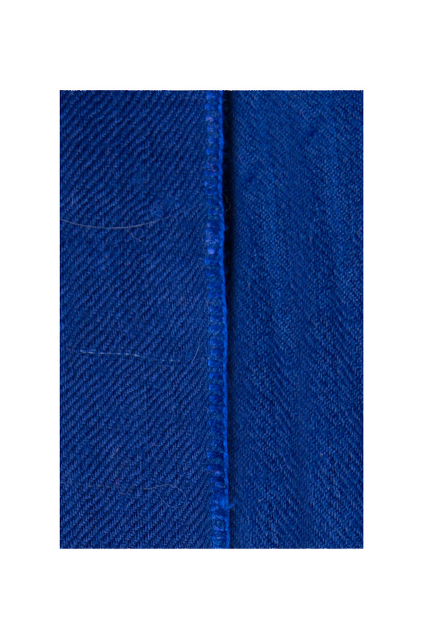 Classic Embroidered Edge Cashmere Shawl - Electric Blue