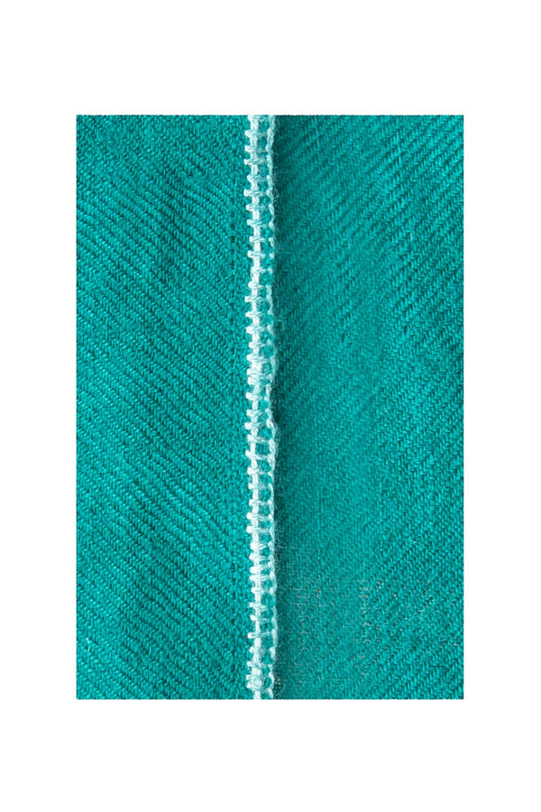 Classic Embroidered Edge Cashmere Shawl - Teal