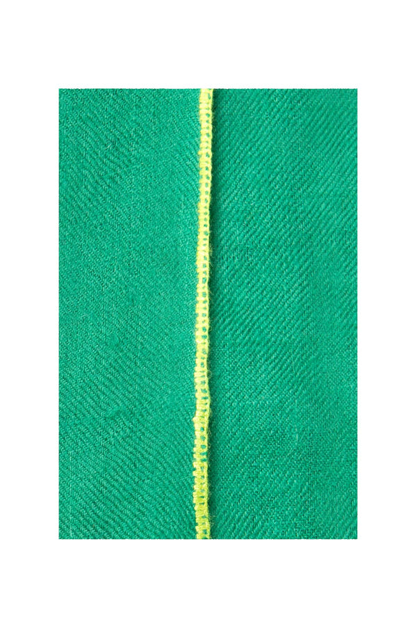 Classic Embroidered Edge Cashmere Shawl - Emerald Green
