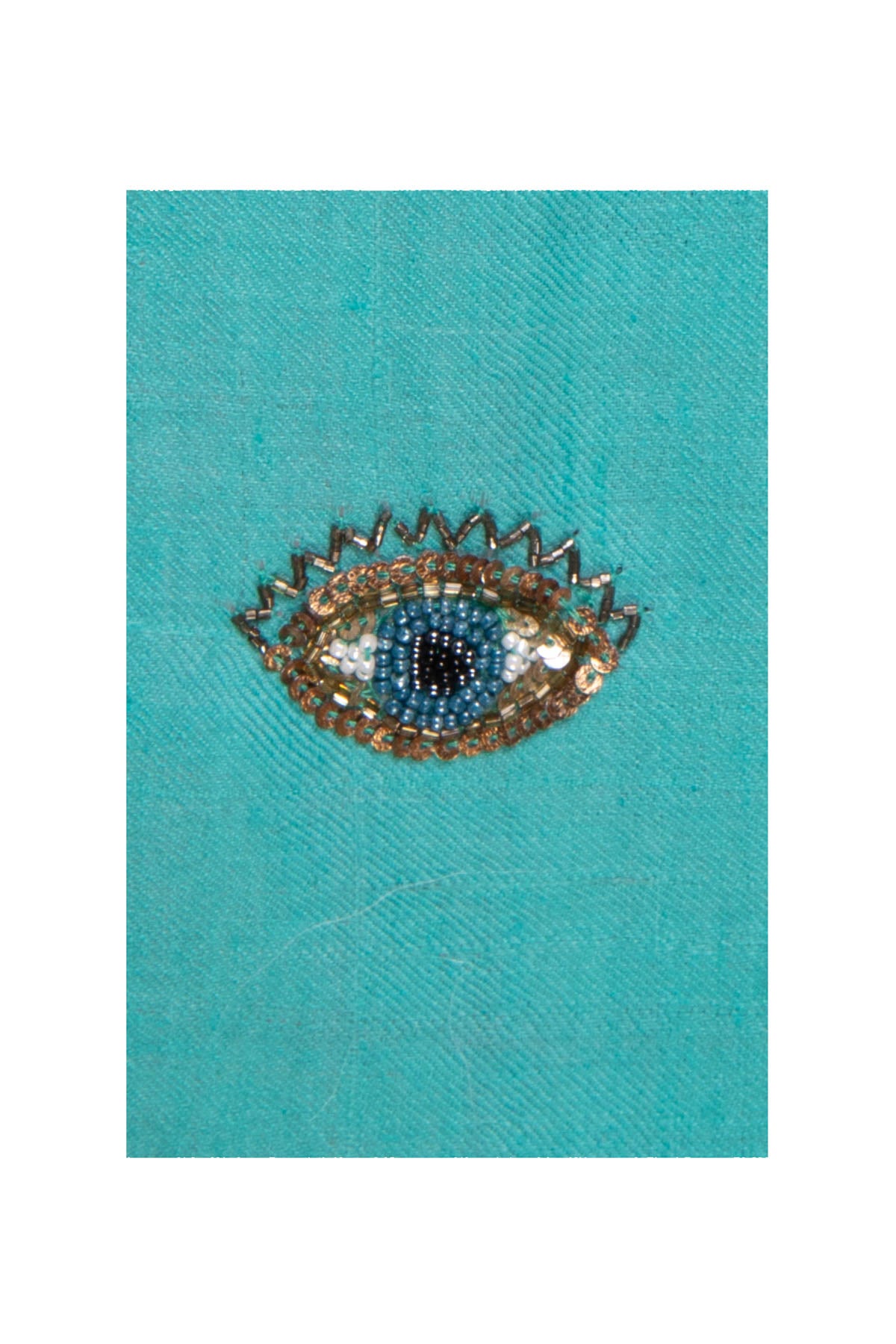Eye Embroidered Pashmina Shawl - Bright Turquoise
