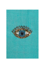 Load image into Gallery viewer, Eye Embroidered Shawl - Bright Turquoise