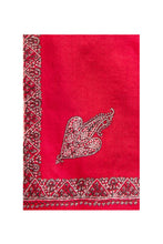 Load image into Gallery viewer, Border Embroidered Cashmere Shawl - Red