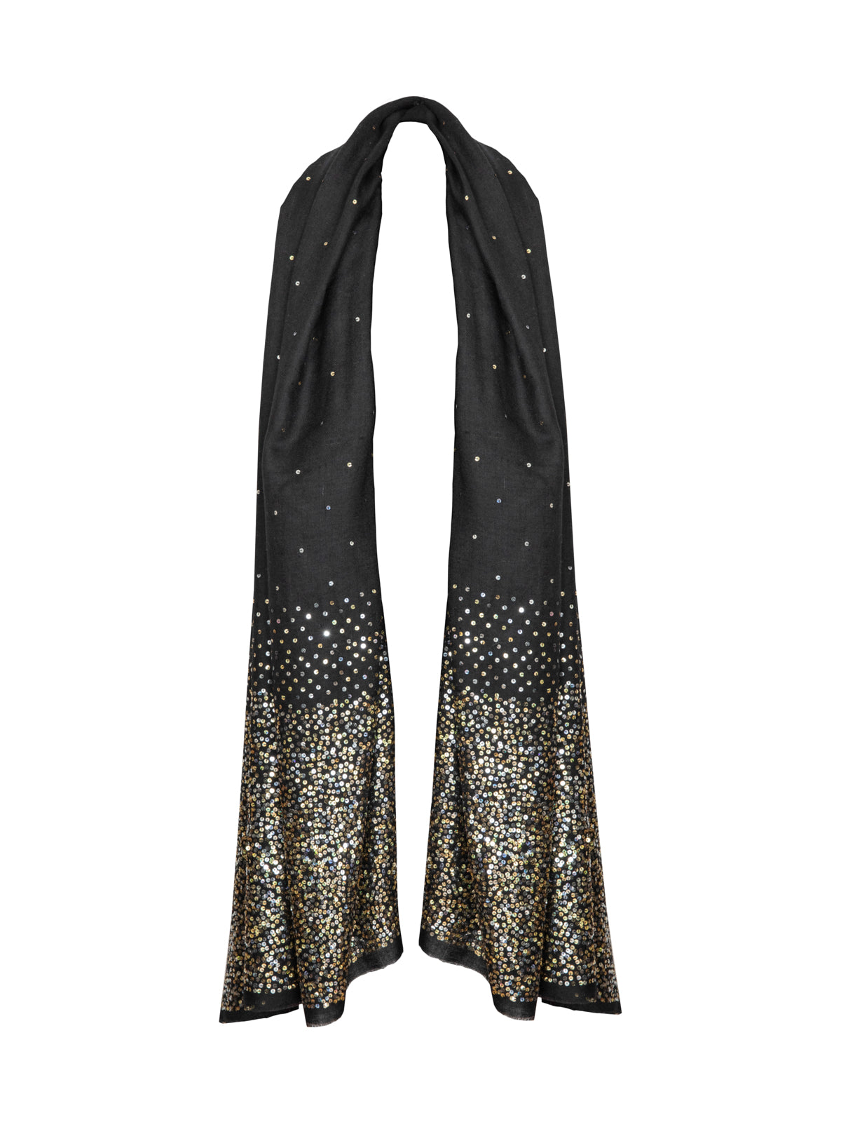 Sequin embroidered Pashmina Shawl - Black