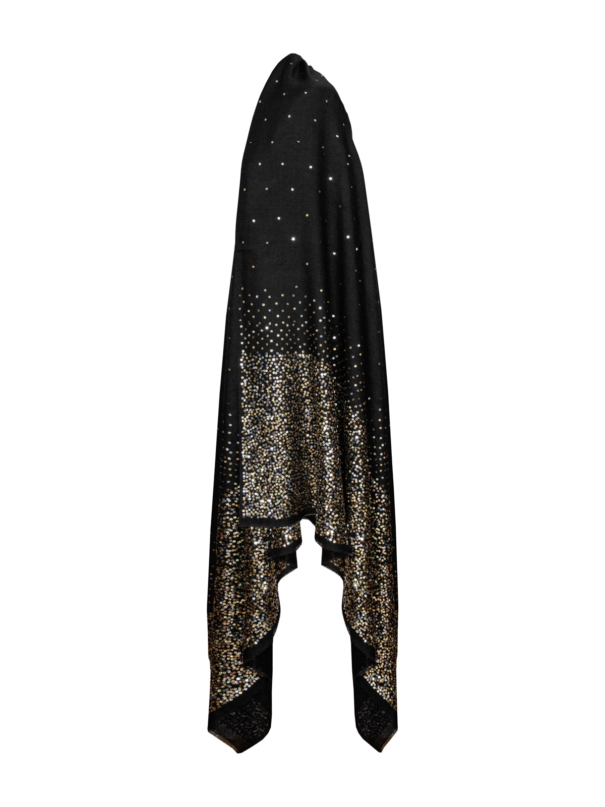 Sequin embroidered Pashmina Shawl - Black