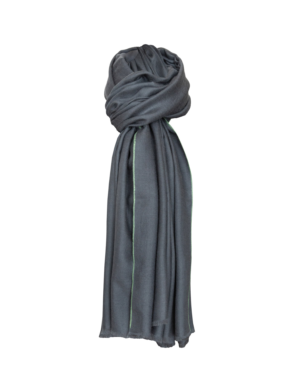 Classic Embroidered Cashmere Pashmina Shawl - Slate/ Light Green