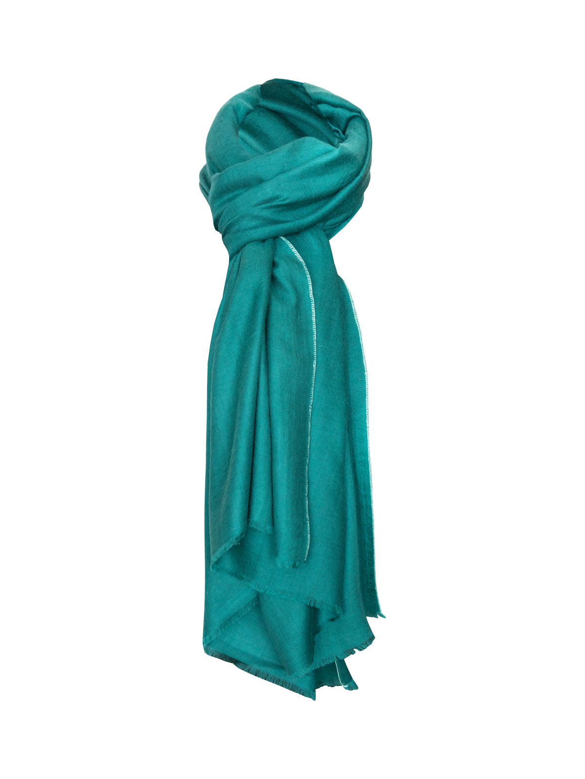 Classic Embroidered Edge Cashmere Pashmina Shawl - Teal