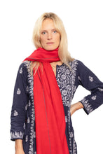 Load image into Gallery viewer, Classic Embroidered Edge Cashmere Shawl - Red &amp; Black