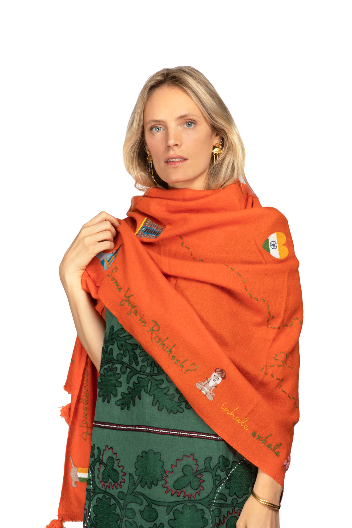 Indian Holiday Shawl - Flame