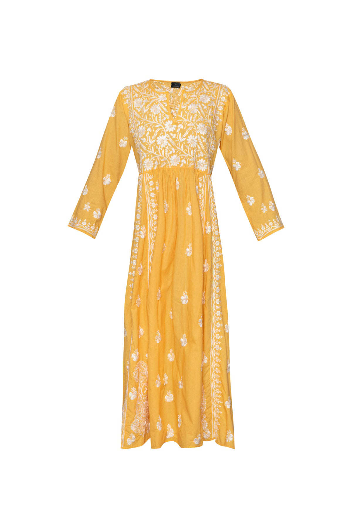 Silk Embroidered Dress - Yellow