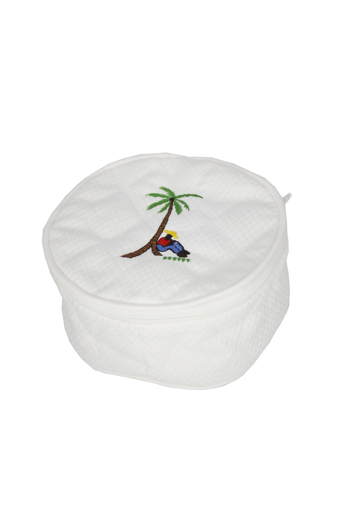 Embroidered Linen Jewellery Pouch with Palm Tree