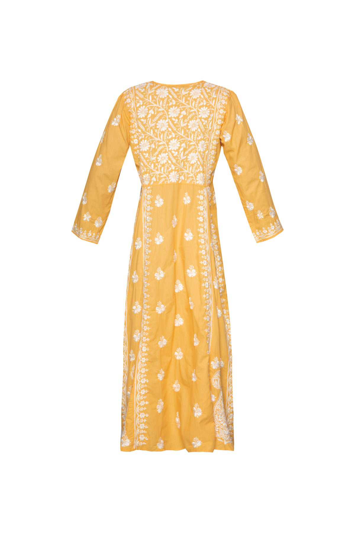 Silk Embroidered Dress - Yellow