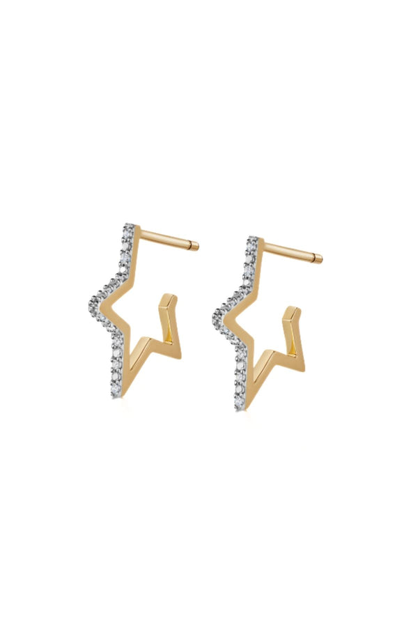 Shooting Sirius Star Diamond Hoops