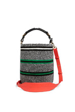 Load image into Gallery viewer, Woven Stripe Midi Cylinder Bag - Green, Black &amp; White