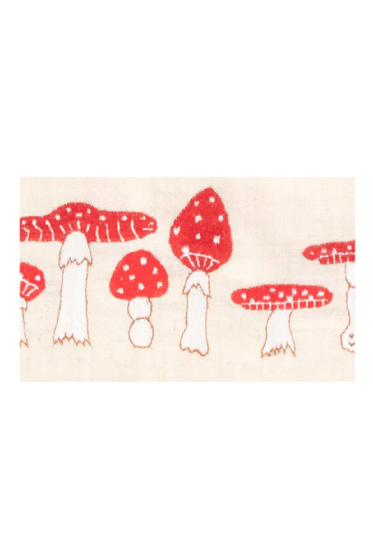 Mushroom Embroidered Pashmina Shawl - Cream