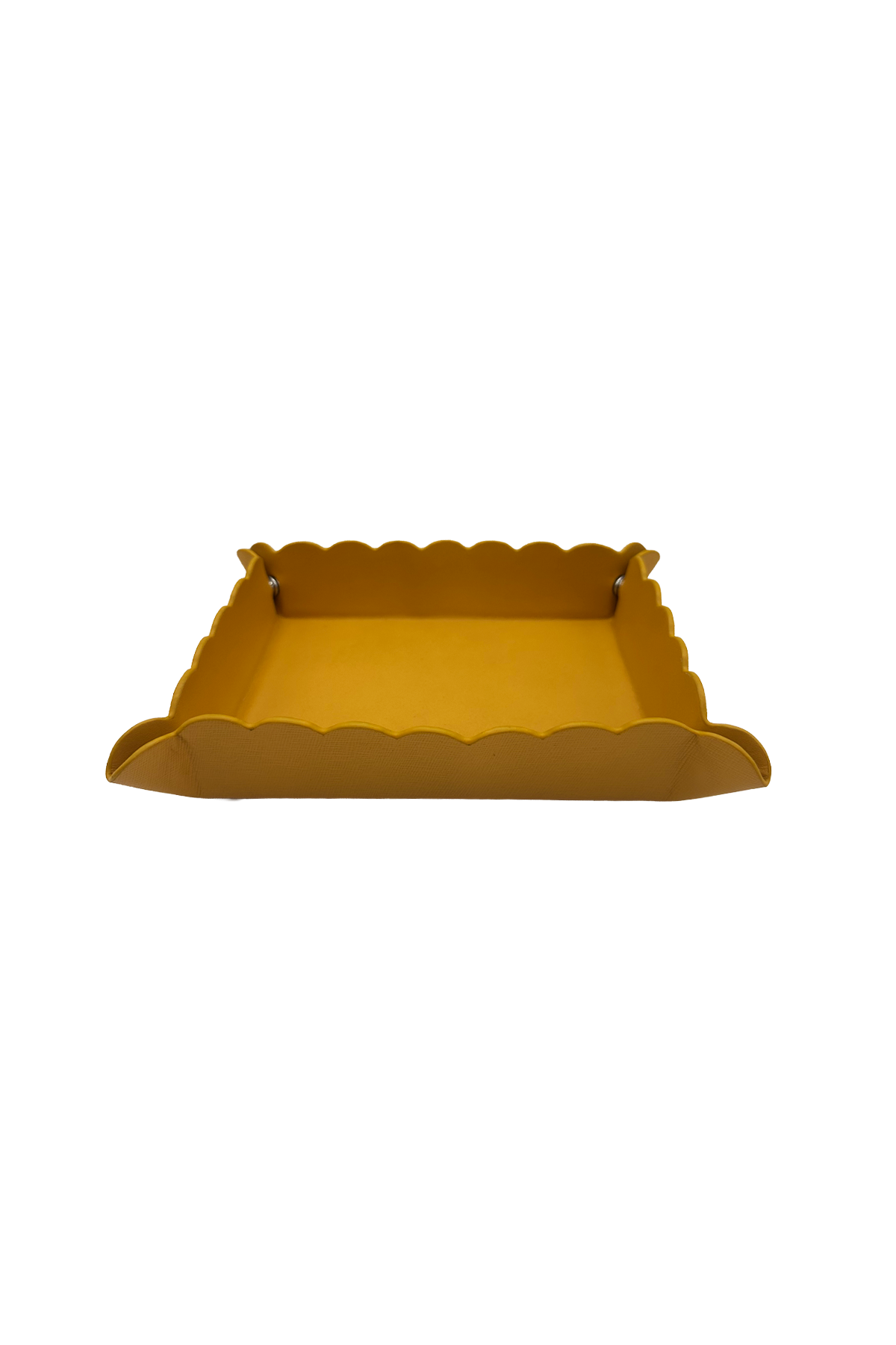 Small Scallop Leather Tray - Sunflower Yellow