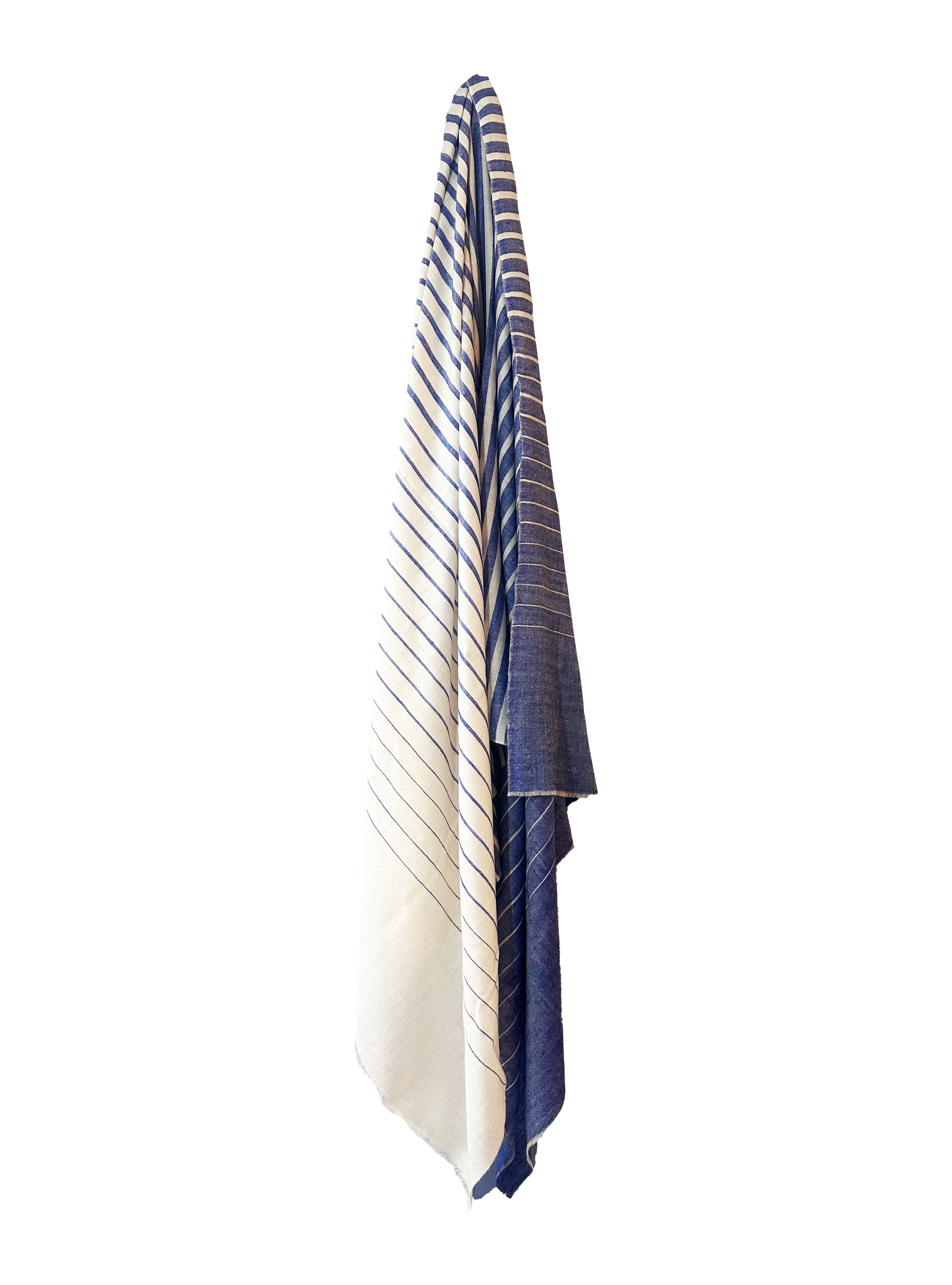 Multi Stripe Pashmina Shawl Graduating Stripes - Blue with White Stripes