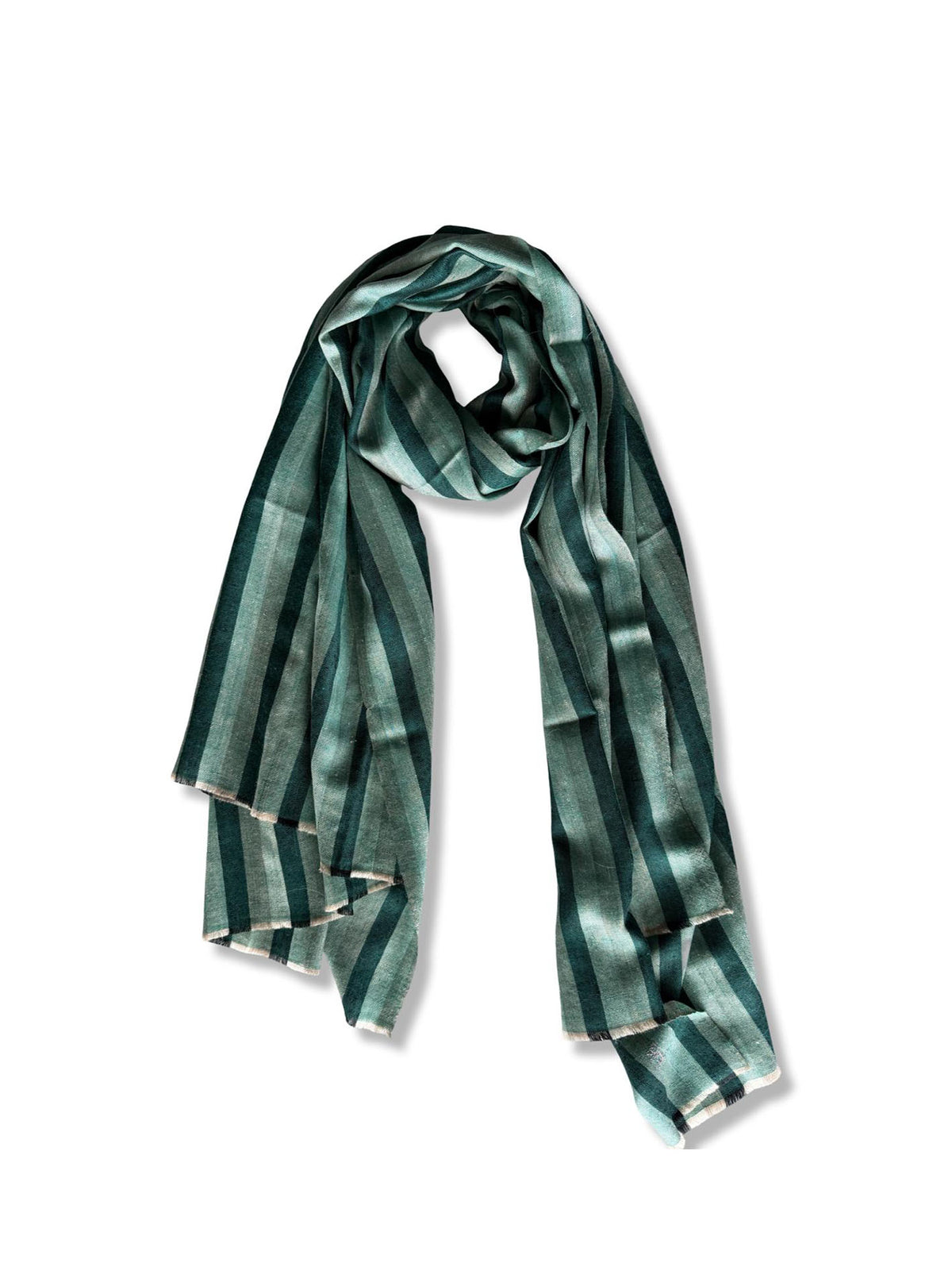 Tone on Tone Stripe Pashmina Shawl - Forest