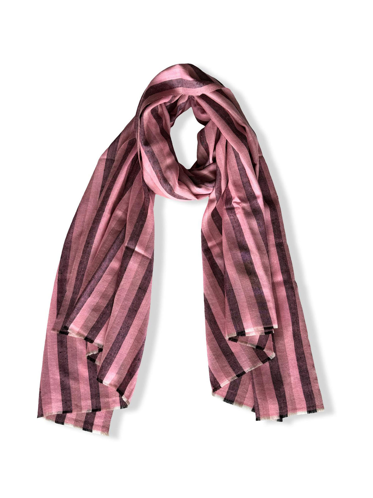 Tone on Tone Stripe Pashmina Shawl - Peony