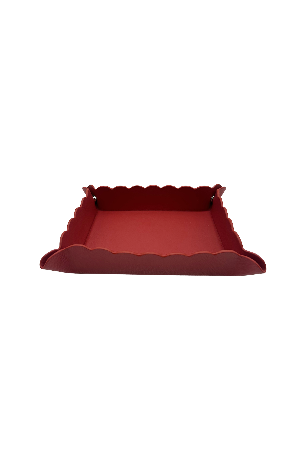 Small Scallop Leather Tray - Red