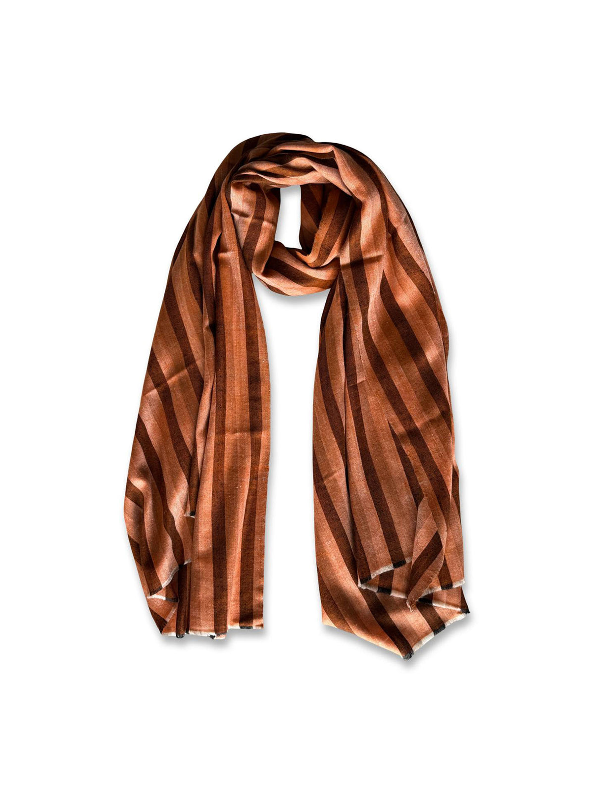 Tone on Tone Stripe Pashmina Shawl - Brick