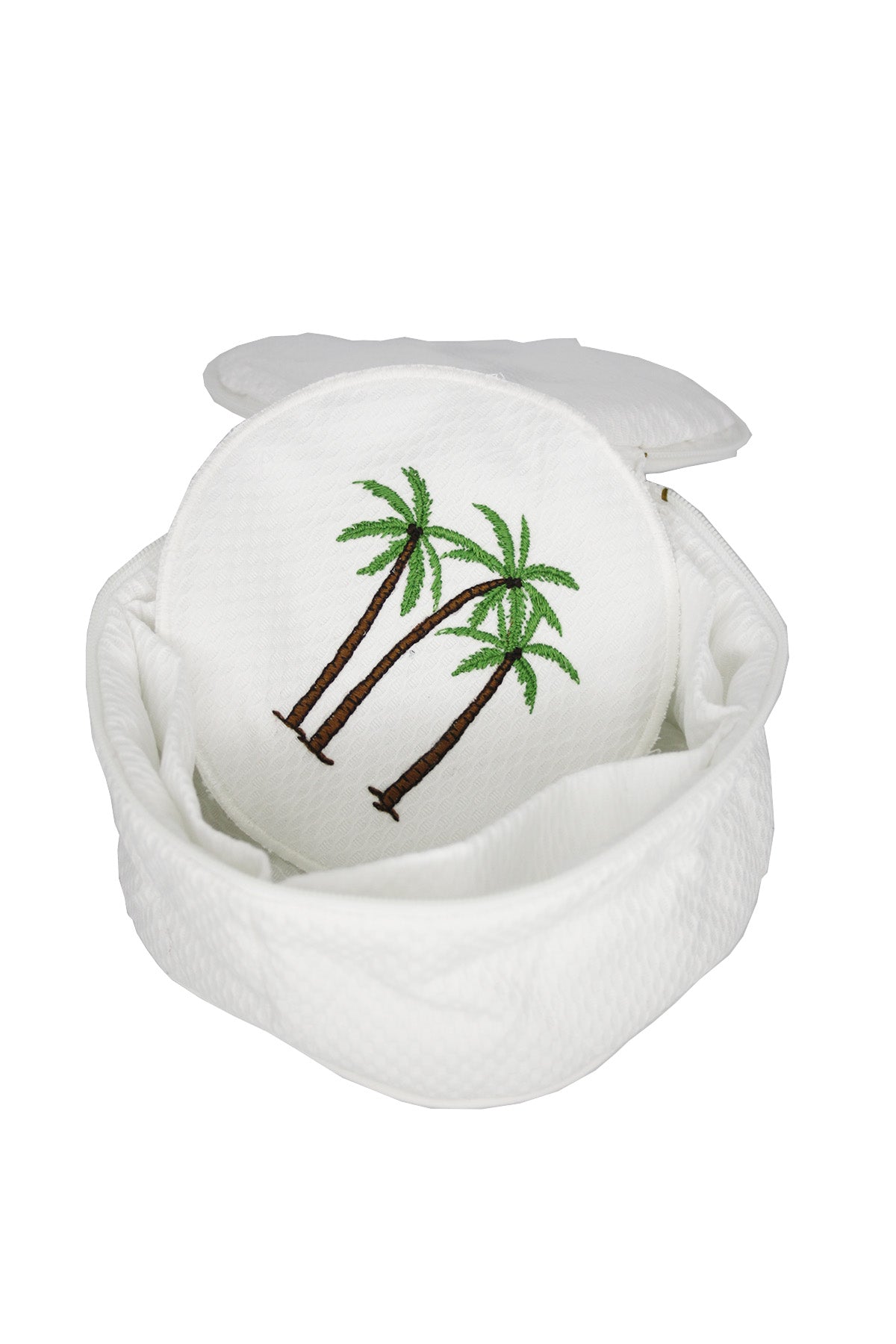 Embroidered Linen Jewellery Pouch with Palm Tree