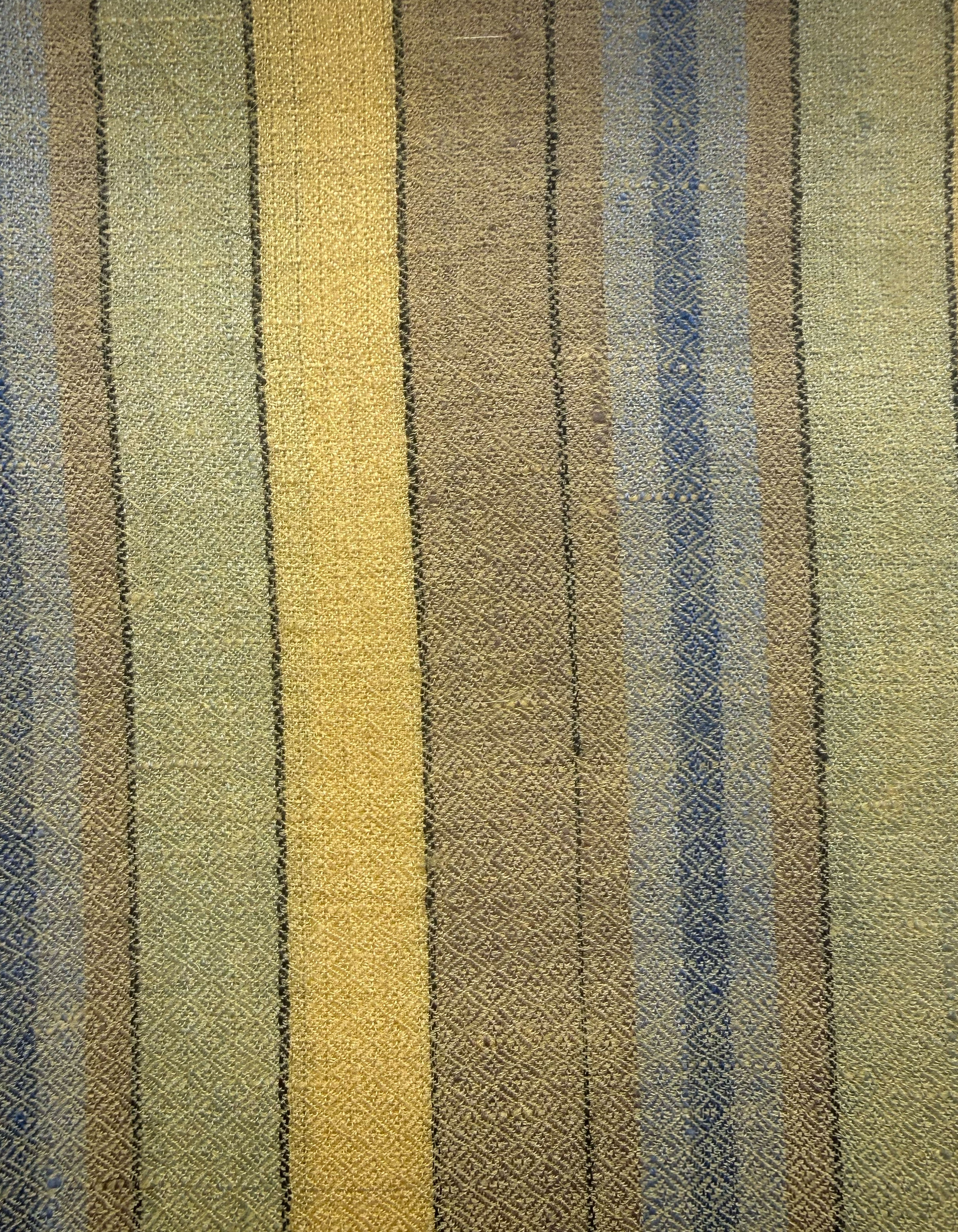 Multi Stripe Pashmina Shawl - Olive, Yellow & Blue