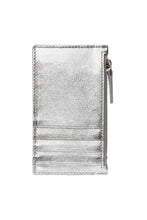Load image into Gallery viewer, Leather Zip Card Holder - Silver