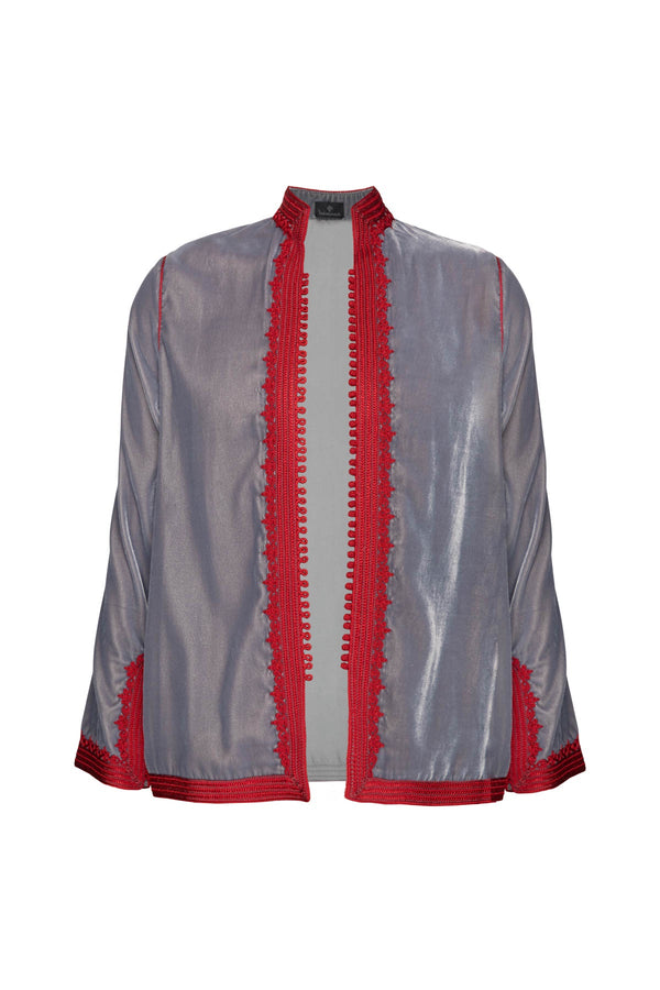 Women's Moroccan Velvet Jacket - Dove Grey
