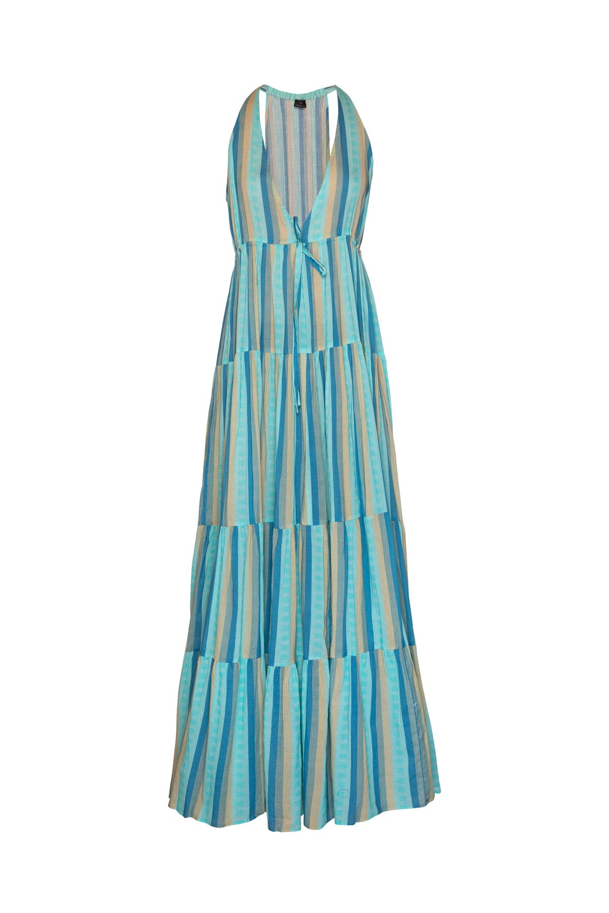 Sleeveless Cotton Sun Dress - Blue Stripes