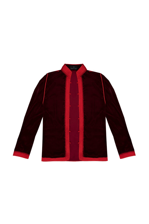 Children's Velvet Moroccan Jacket - Burgandy